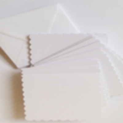 Scalloped Edge Card / Envelope Pack - White